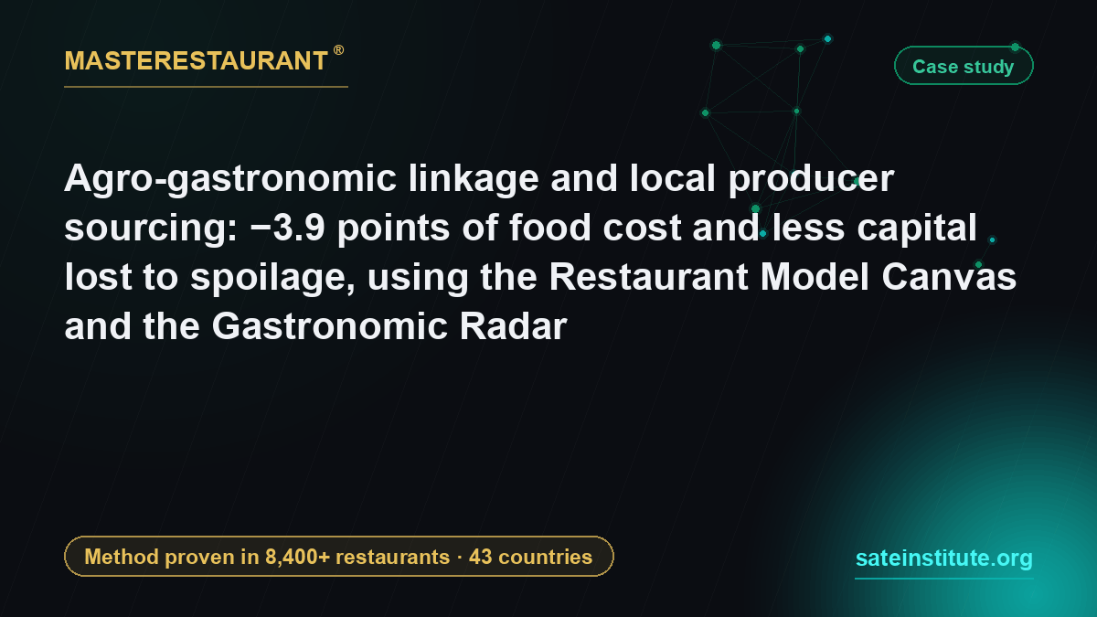 Agro-gastronomic linkage and local producer sourcing: −3.9 points of food cost and less capital lost to spoilage, using the Restaurant Model Canvas and the Gastronomic Radar — Masterestaurant