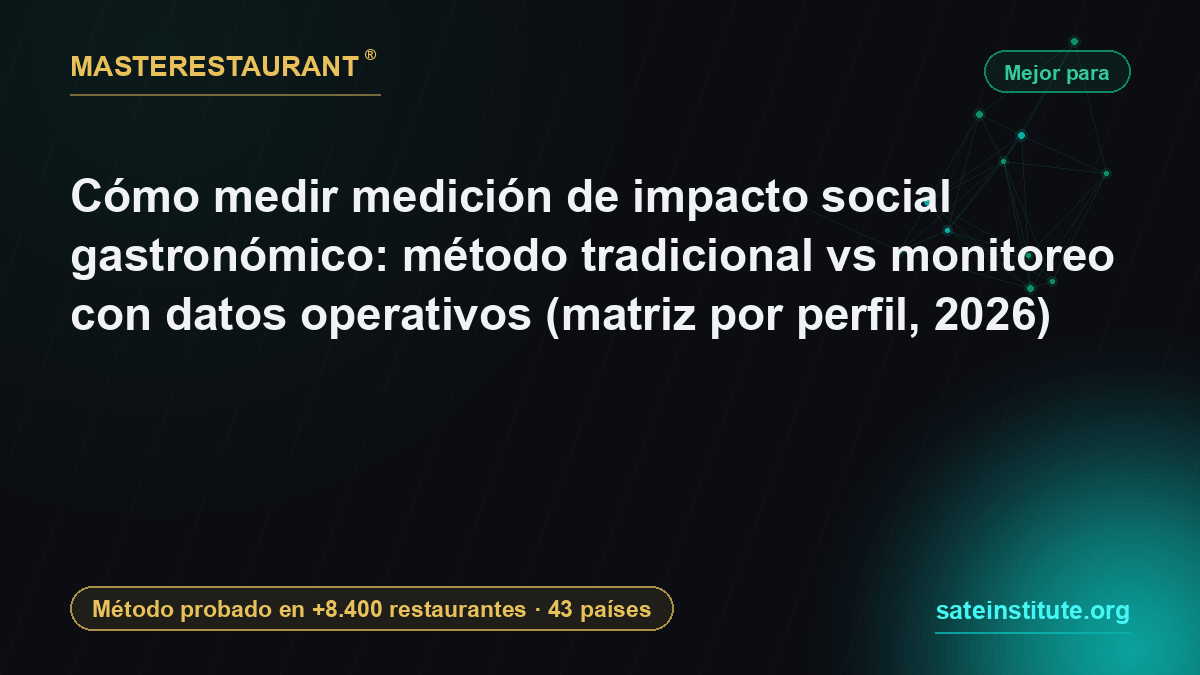 Cómo medir medición de impacto social gastronómico: método tradicional vs monitoreo con datos operativos (matriz por perfil, 2026) — Masterestaurant
