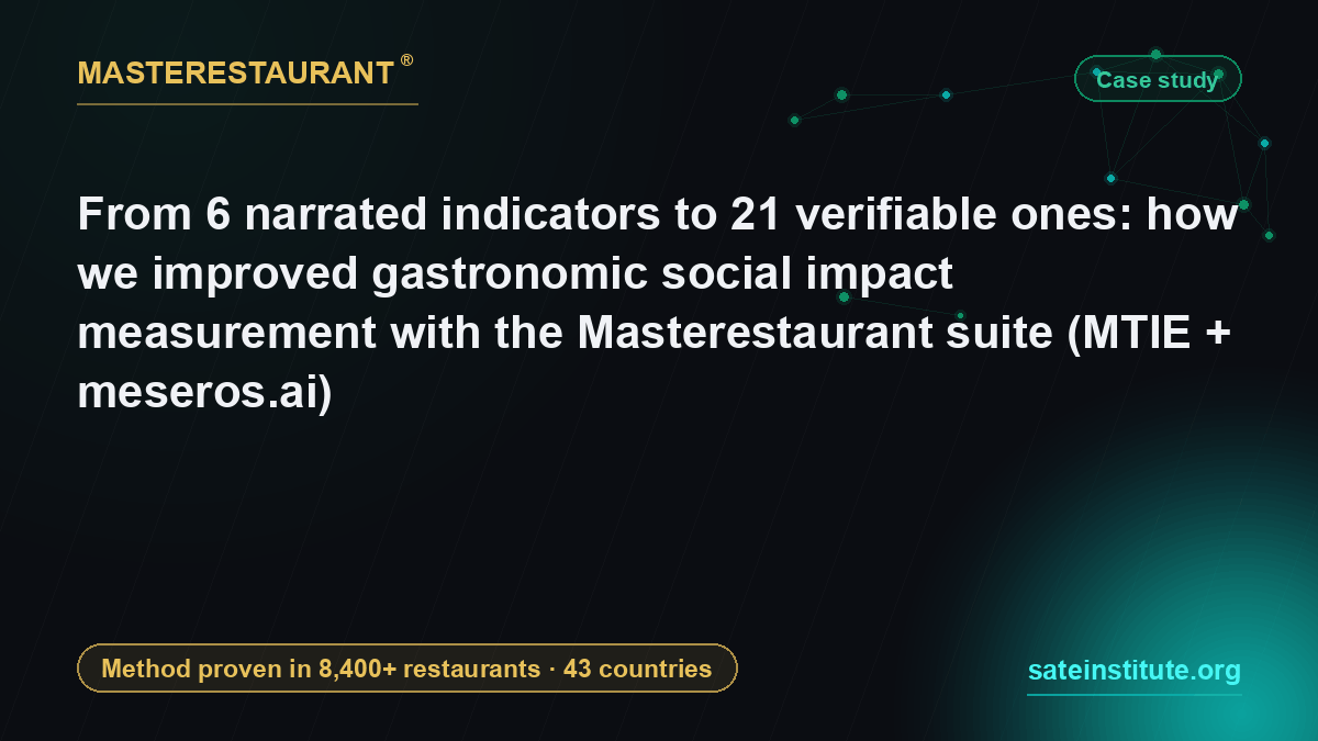 From 6 narrated indicators to 21 verifiable ones: how to improve gastronomic social impact measurement with the Masterestaurant suite — Masterestaurant