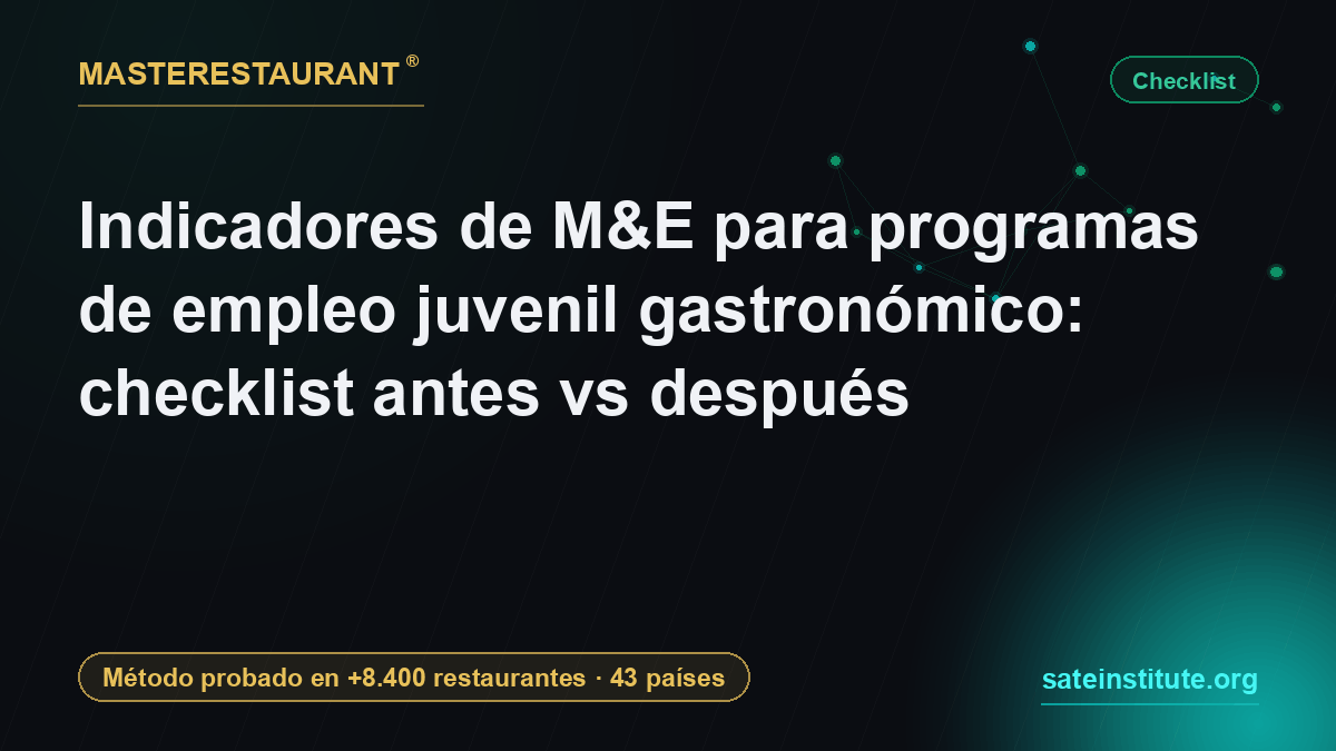 M&E Indicators for youth employment programs in gastronomy: before vs after checklist — Masterestaurant