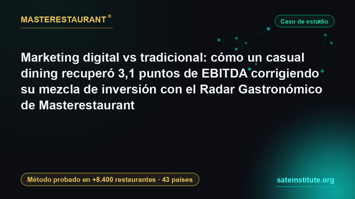Marketing digital vs tradicional: cómo un casual dining recuperó 3,1 puntos de EBITDA corrigiendo su mezcla de inversión con el Radar Gastronómico de Masterestaurant — Masterestaurant