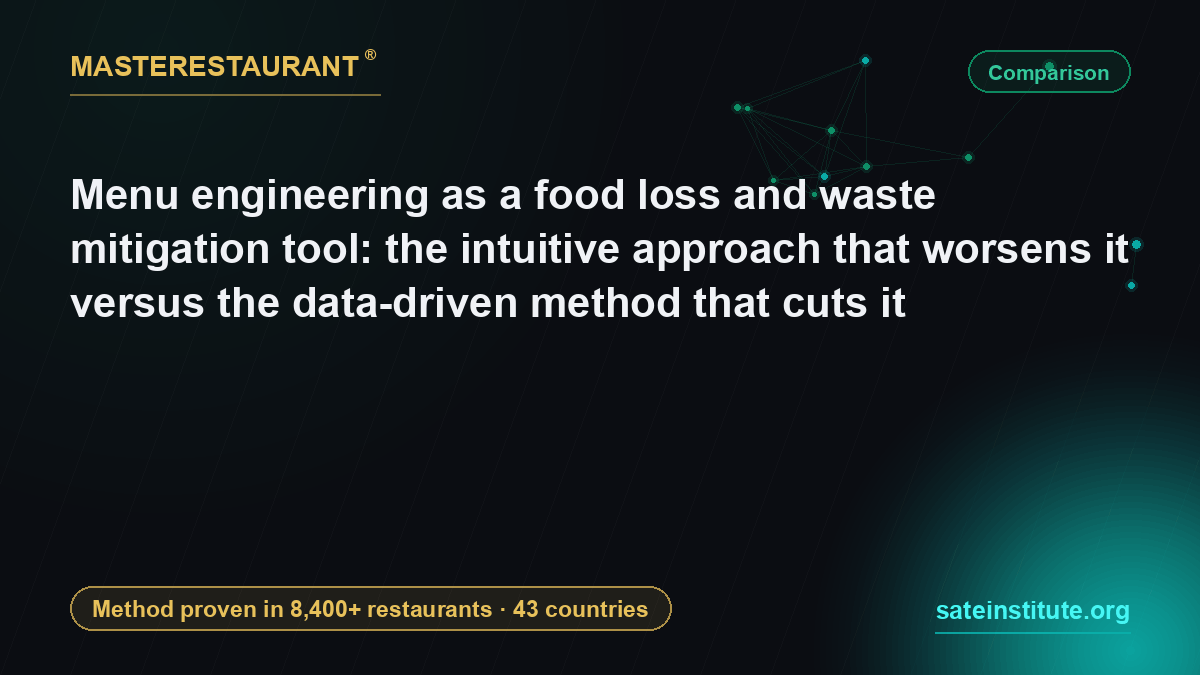 Menu engineering as an FLW mitigation tool: intuitive approach vs data-driven method — Masterestaurant