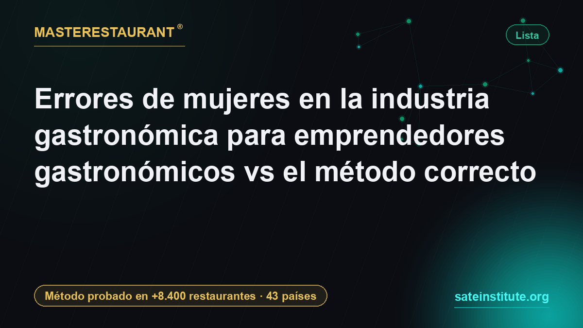 Errores de mujeres en la industria gastronómica para emprendedores gastronómicos vs el método correcto — Masterestaurant