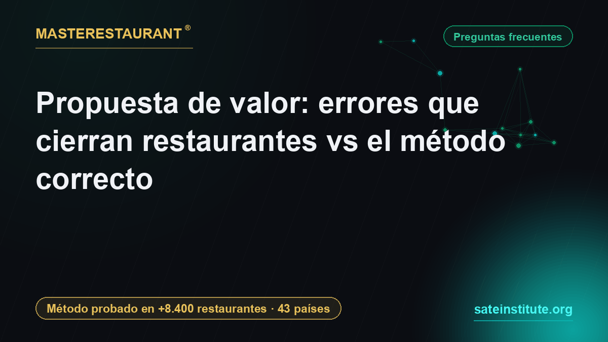 Propuesta de valor: errores que cierran restaurantes vs el método correcto — Masterestaurant