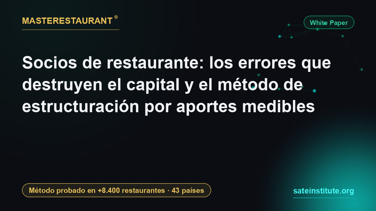 Socios de restaurante: los errores que destruyen el capital y el método de estructuración por aportes medibles — Masterestaurant
